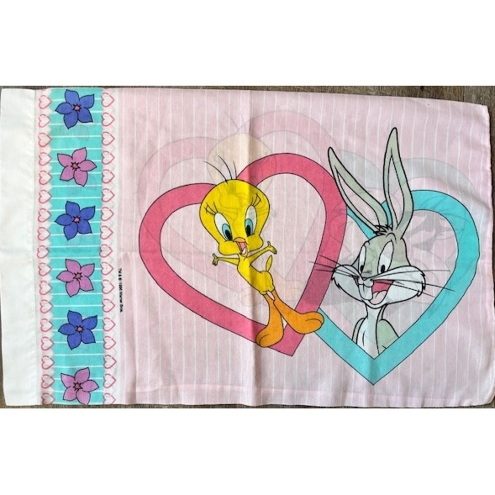 Rare find,Vintage Pink Tweety Bird Twin Sheet Set, 1996 Warner Bros, The Bibb Co - Picture 6 of 7